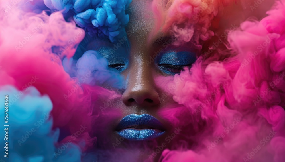 Portrait that captures the essence of solitude and introspection through vivid colors and smoke, ideal for pieces discussing mental health, creativity, and the human condition in visual contexts Portrait that captures the essence of solitude and introspection through vivid colors and smoke, ideal for pieces discussing mental health, creativity, and the human condition in visual contexts