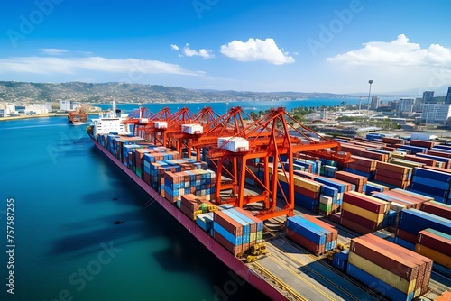 Container terminal in the port of Alicante, Costa Blanca, Spain