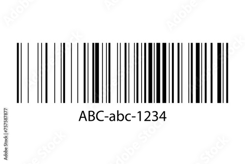 Bar code label template. Barcode icon. Visual data representation with product information isolated on white background. Vector graphic illustration photo