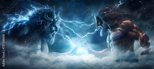 Greek mythology monsters vs gods, ai generative photo