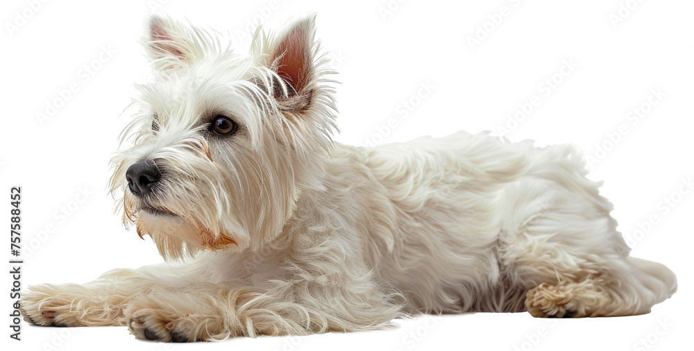 Adorable West Highland white terrier with a shiny coat, cut out - stock png. Adorable West Highland white terrier with a shiny coat, cut out - stock png.