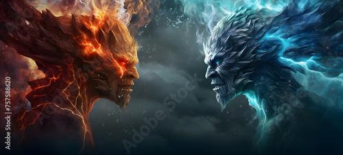Greek mythology monsters vs gods, ai generative