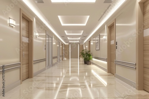 modern and light hospital corridor