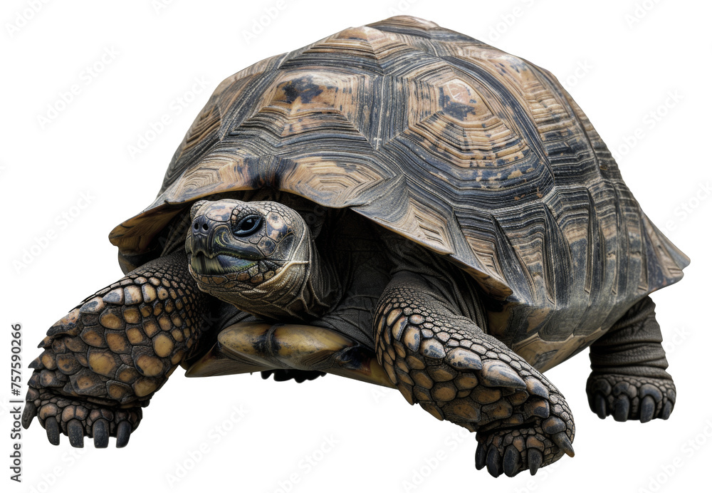 Obraz premium Large tortoise with detailed shell, cut out - stock png.