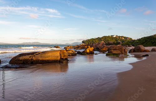 praia das Bananeiras ao fundo a praia do Defunto e a praia das Cordas cidade de Governador Celso Ramos Santa Catarina Brasil  photo