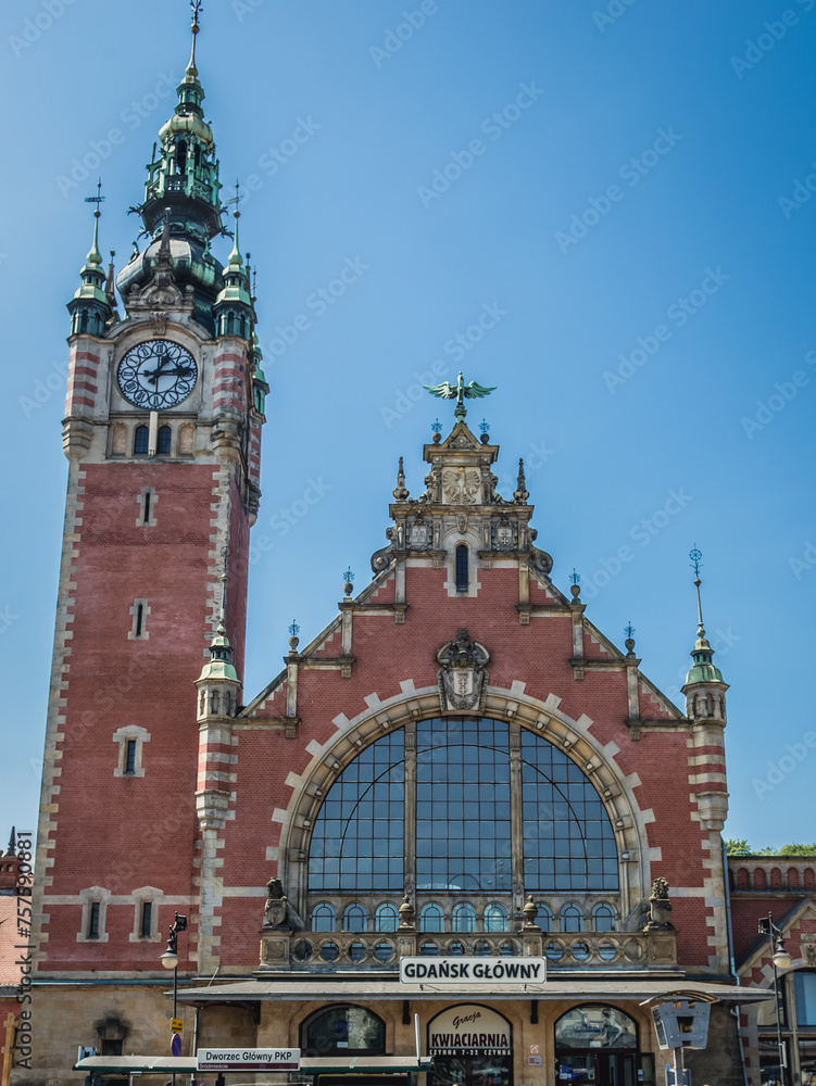 Building of Gdansk Main Station - principal passenger railway station in Gdansk, Poland