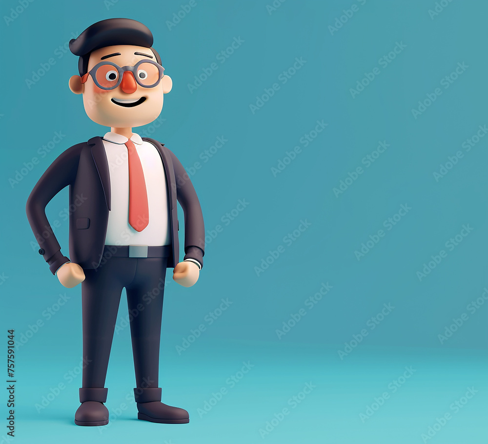 3d cartoon character of office man, generative ai