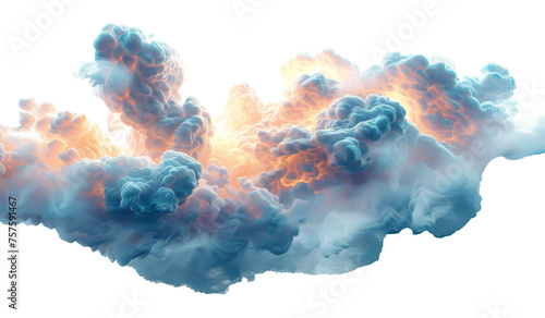 Soft pink and blue clouds with a cotton candy appearance, cut out - stock png. photo