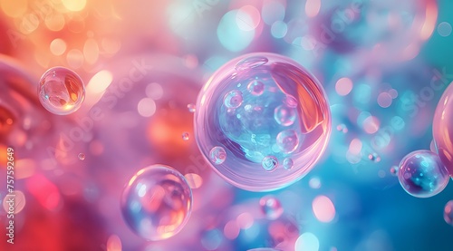 Iridescent Soap Bubbles Floating with Luminous Color Spectrum