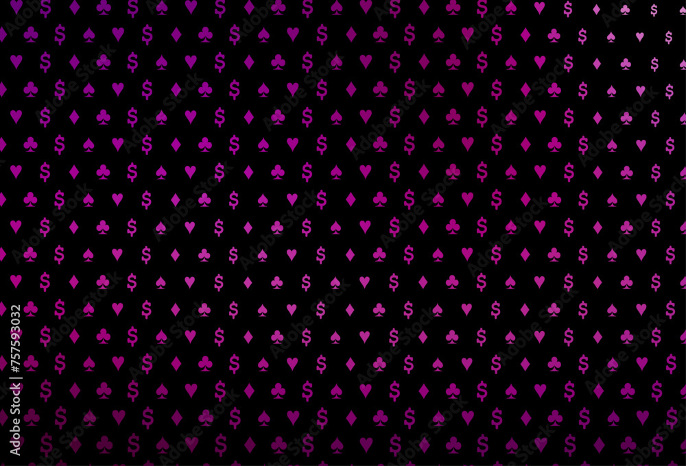 Dark purple vector pattern with symbol of cards. Dark purple vector pattern with symbol of cards.