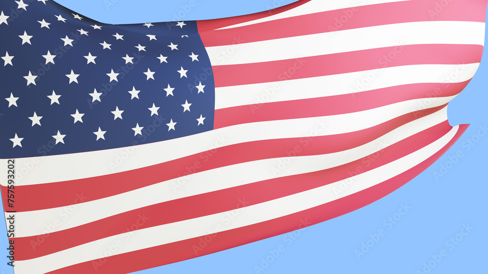 Fototapeta premium US flag. American flag on blue background.