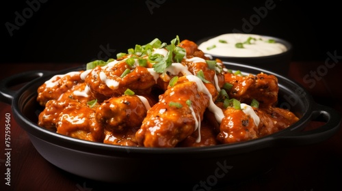 Spicy Delight Buffalo Wings on Red Plate