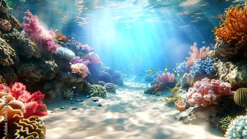 Animation of fish and marine reef life. 24 seconds. Loop animation. photo