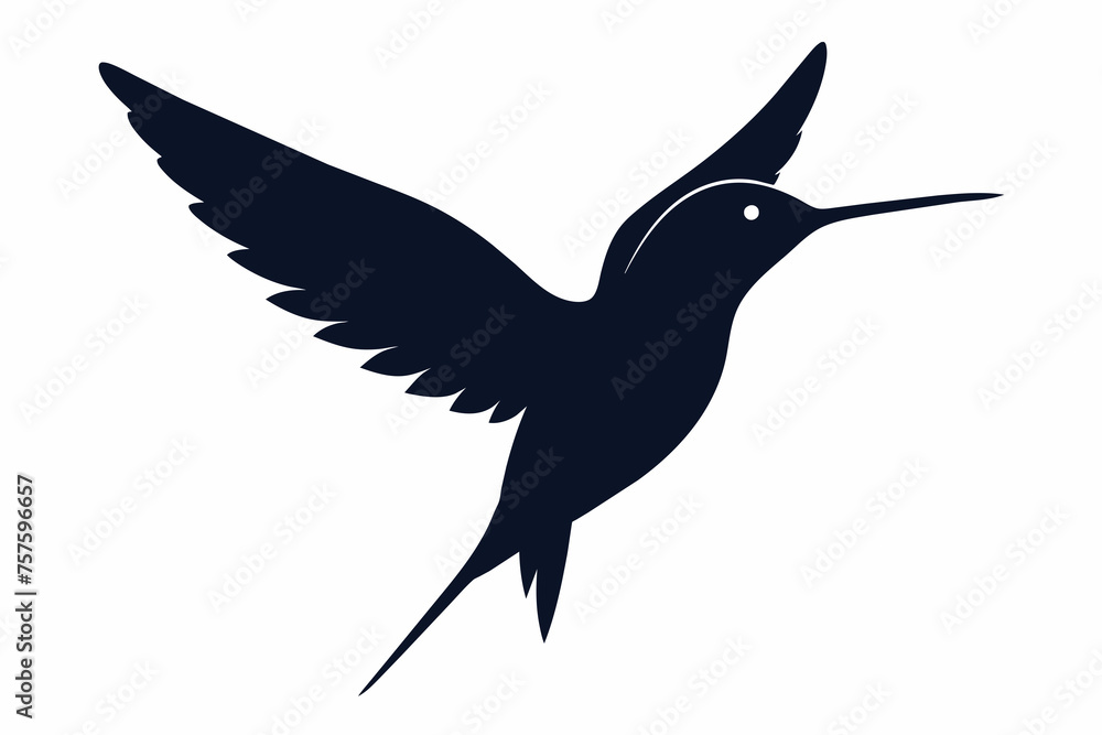 Fototapeta premium Hummingbird silhouette on white background