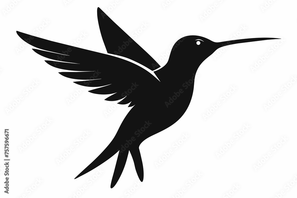 Fototapeta premium Hummingbird silhouette on white background