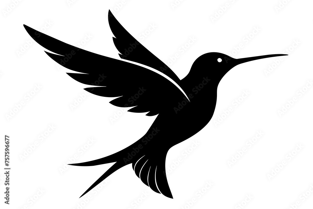 Fototapeta premium Hummingbird silhouette on white background