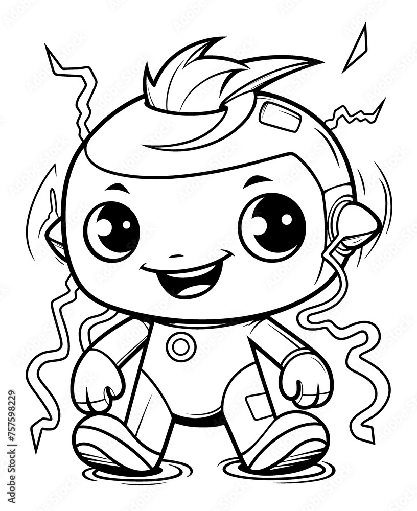 Fototapeta premium Coloring book for children, little robot.