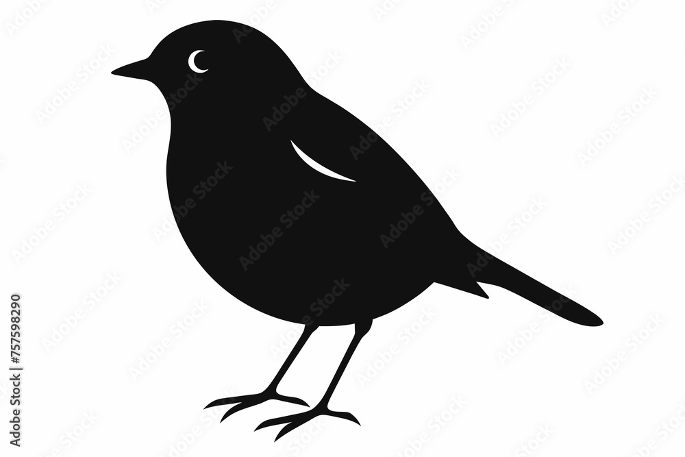 Obraz premium Robin silhouette on white background
