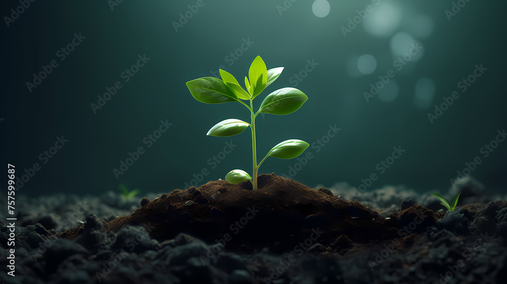 There is a small plant growing on the ground There is a small plant growing on the ground