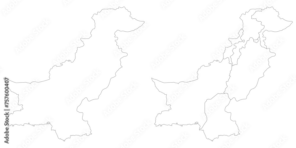 Pakistan map. Map of Pakistan in white set