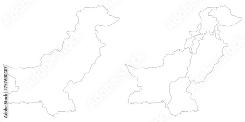 Pakistan map. Map of Pakistan in white set