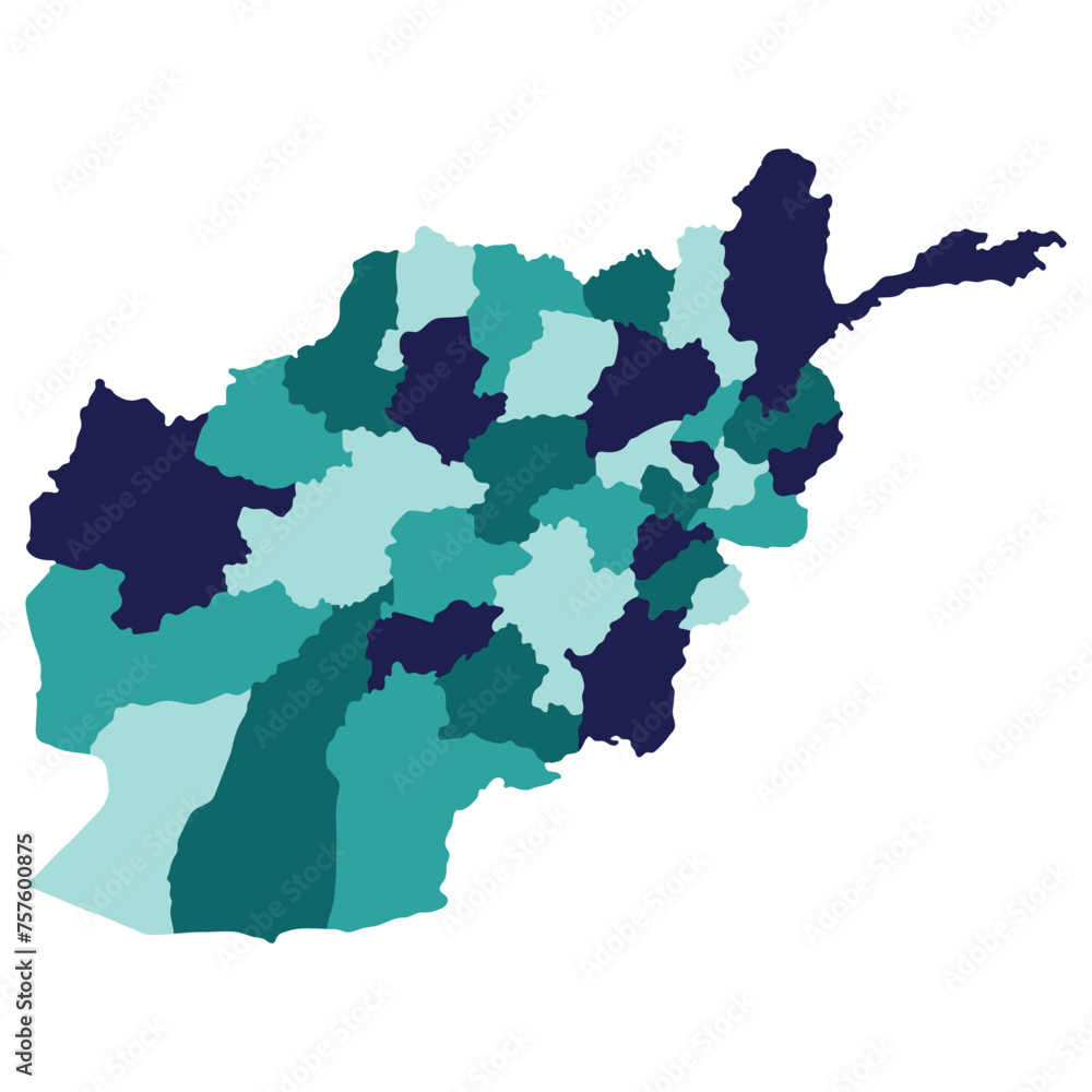 Fototapeta premium Afghanistan map. Map of Afghanistan in administrative provinces in multicolor