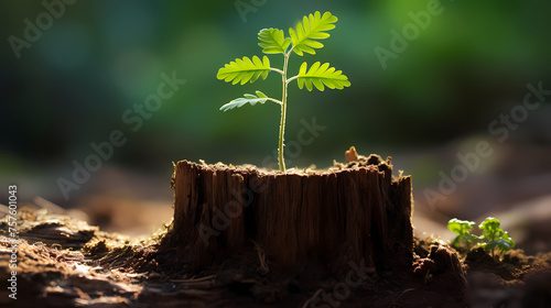 Save the Earth, small plants sprout from the forest