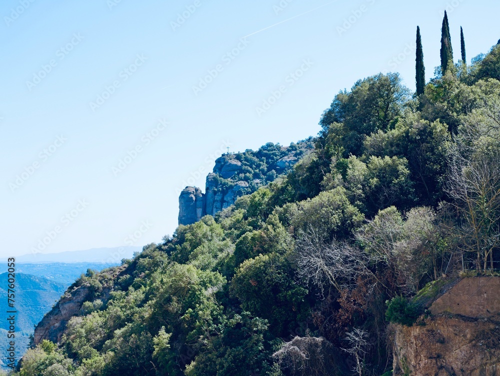 View from the Santa Maria de Montserrat Abbey, Montserrat, Monistrol de Montserrat, Barcelona, Spain