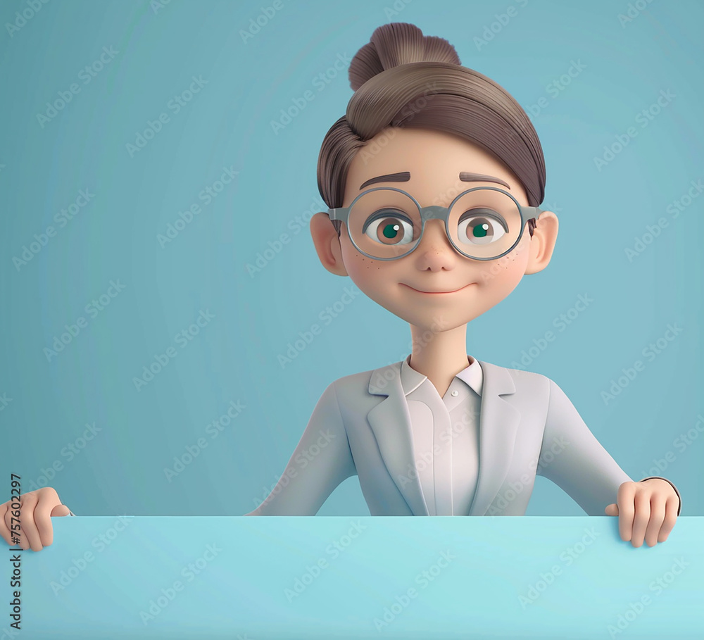 3d cartoon character of office woman, generative ai 3d cartoon character of office woman, generative ai