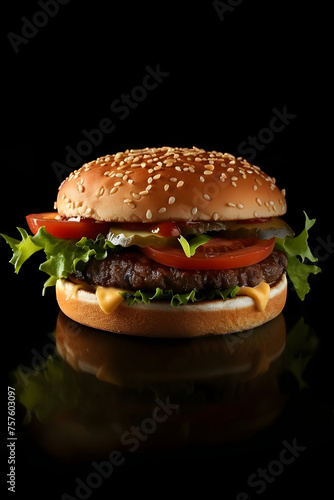 Burger on pale background, fast food wallpaper, food and drinks