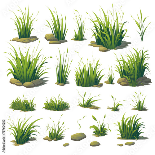 Collection of Isometric Grass and Rocks Illustrations for Game Design