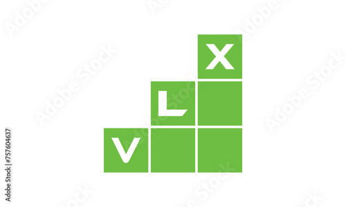 VLX initial letter financial logo design vector template. economics, growth, meter, range, profit, loan, graph, finance, benefits, economic, increase, arrow up, grade, grew up, topper, company, scale photo