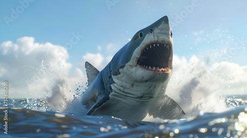 Great White Shark Jumps Out of the Ocean Aspect 16:9