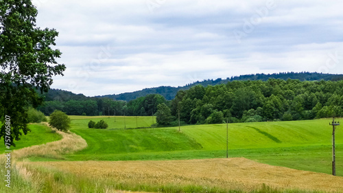 Fields and meadows of Wiezyca. Kashubia Region. Poland photo