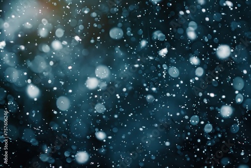 Minimalistic abstract of a winter night featuring sparse white dots on a dark background to mimic snowfall