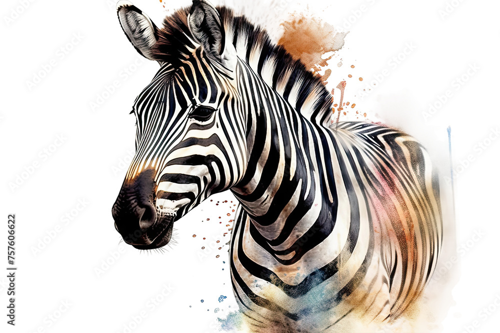 zebra watercolor isolated animal
