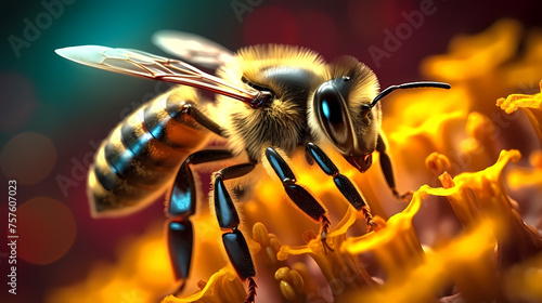 Close-up of a bee flying in the air © ma