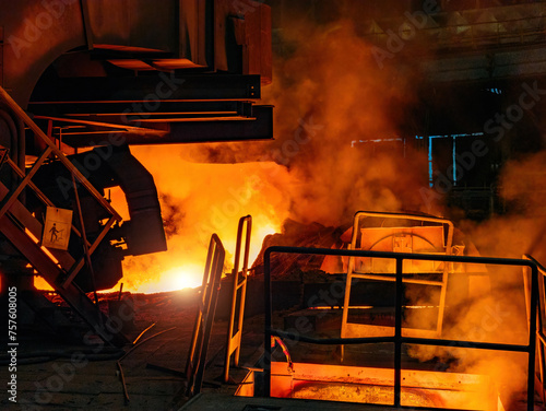 Large electric blast furnace in metallurgical factory