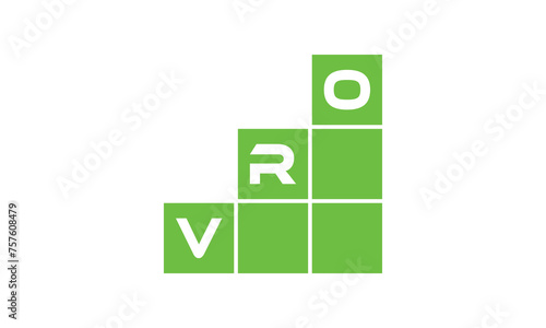 VRO initial letter financial logo design vector template. economics, growth, meter, range, profit, loan, graph, finance, benefits, economic, increase, arrow up, grade, grew up, topper, company, scale photo
