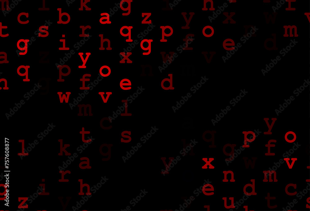 Dark red vector texture with ABC characters. Dark red vector texture with ABC characters.