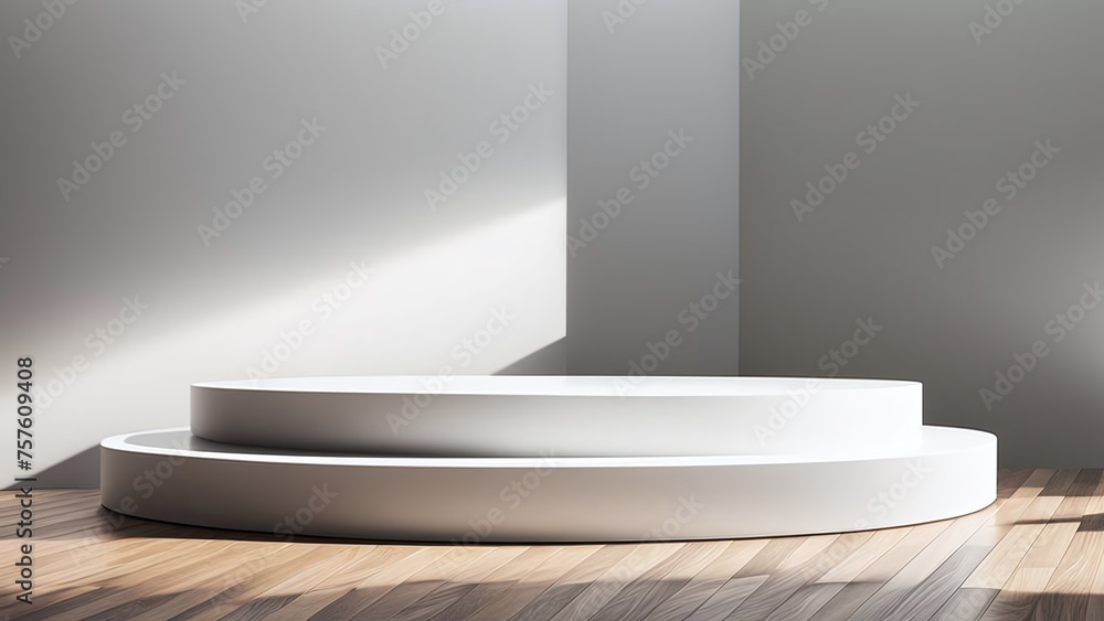 white platform centered with high key lighting product placement scene white platform centered with high key lighting product placement scene