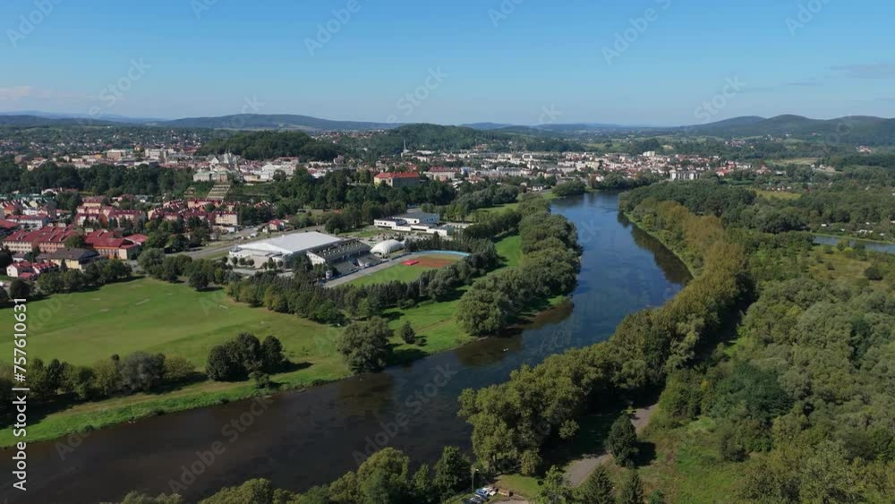 Beautiful Landscape River San Sanok Aerial View Poland Beautiful Landscape River San Sanok Aerial View Poland