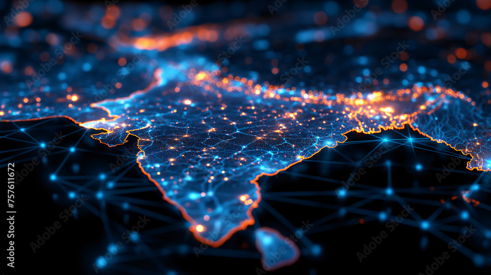 Digital globe focused on Asia/Middle East represents global networking, earthly connectivity, data transfer, info exchange, and global telecommunication