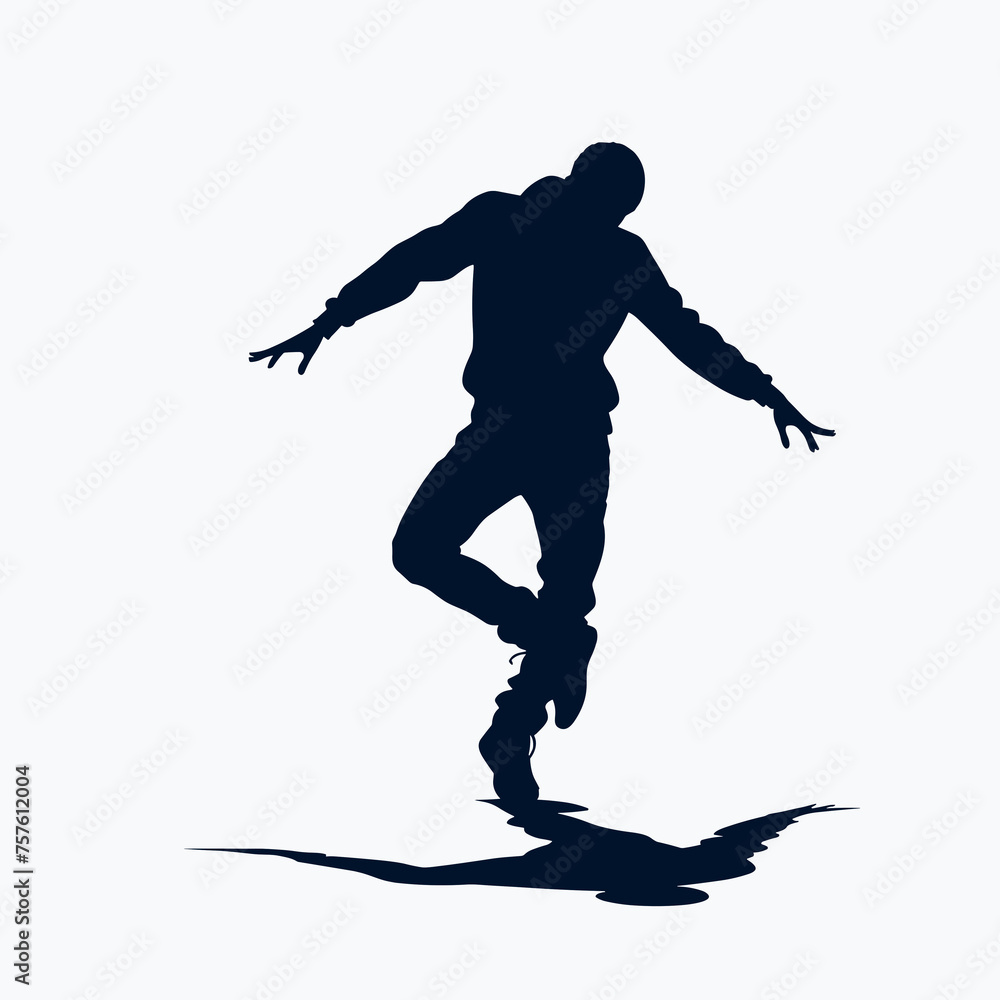Fototapeta premium Silhouette of a dancing teenager against a white background