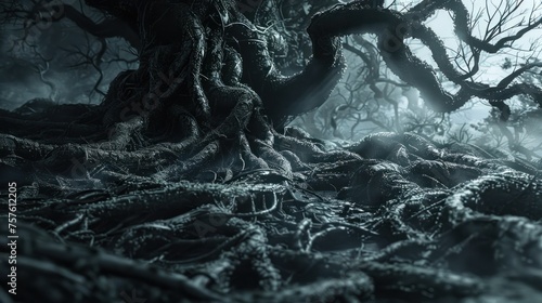 Tangled Twisted Roots A Digital Art Tribute to Edward Goreys Gothic Style photo