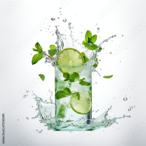 Refreshing Green Elixir: Lime and Mint Infused Drink. Image created by AI