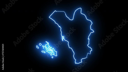 map of Jazan in saudi arabia with glowing neon effect photo