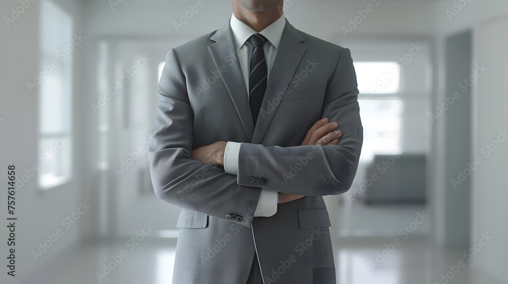 a businessman in a business suit, standing with crossed arms a businessman in a business suit, standing with crossed arms