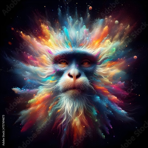 A mesmerizing 3D render of a monkey's face.
 photo