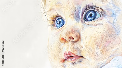 Sweet Baby Portrait colorful Sketch photo
